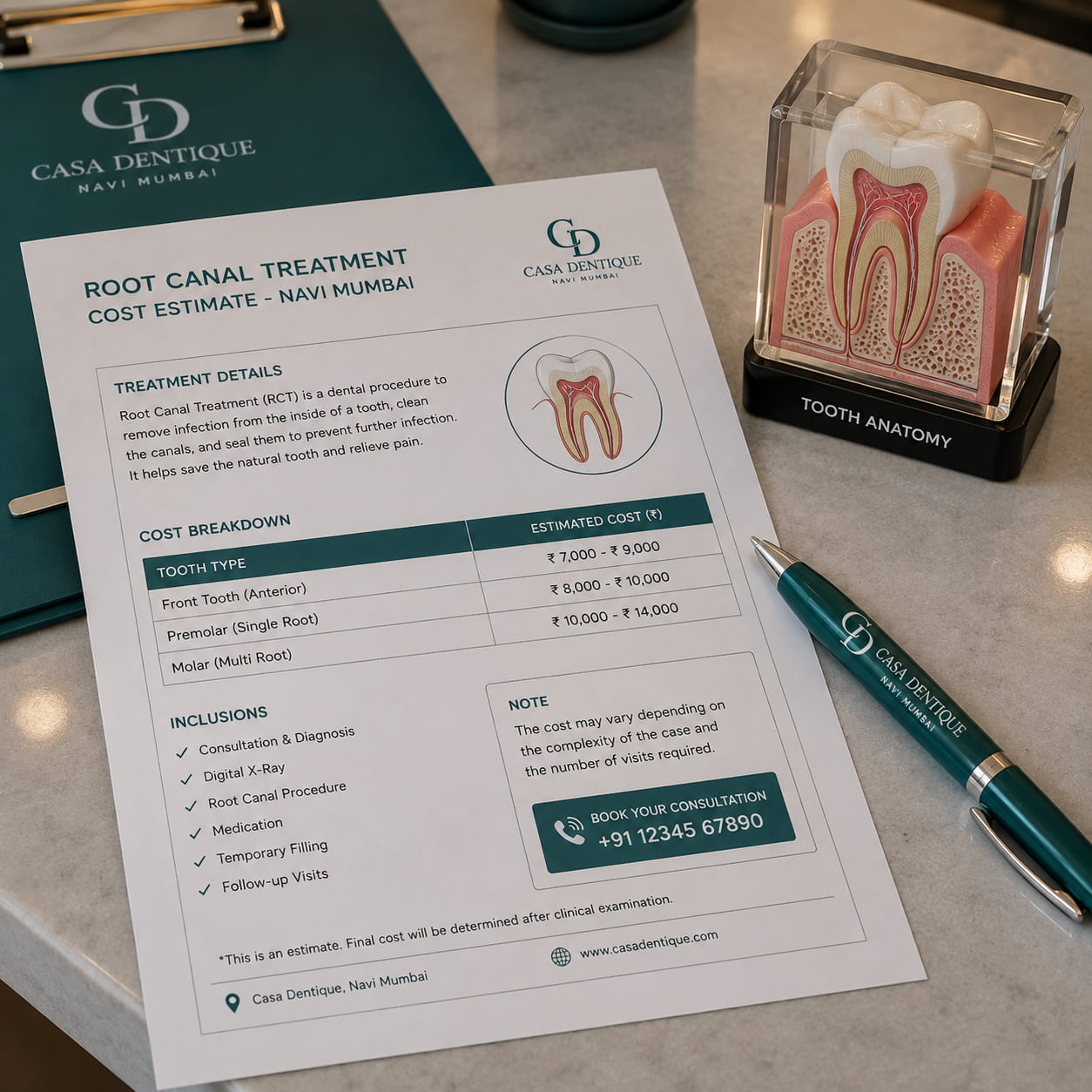 Root canal cost Navi Mumbai price guide Casa Dentique
